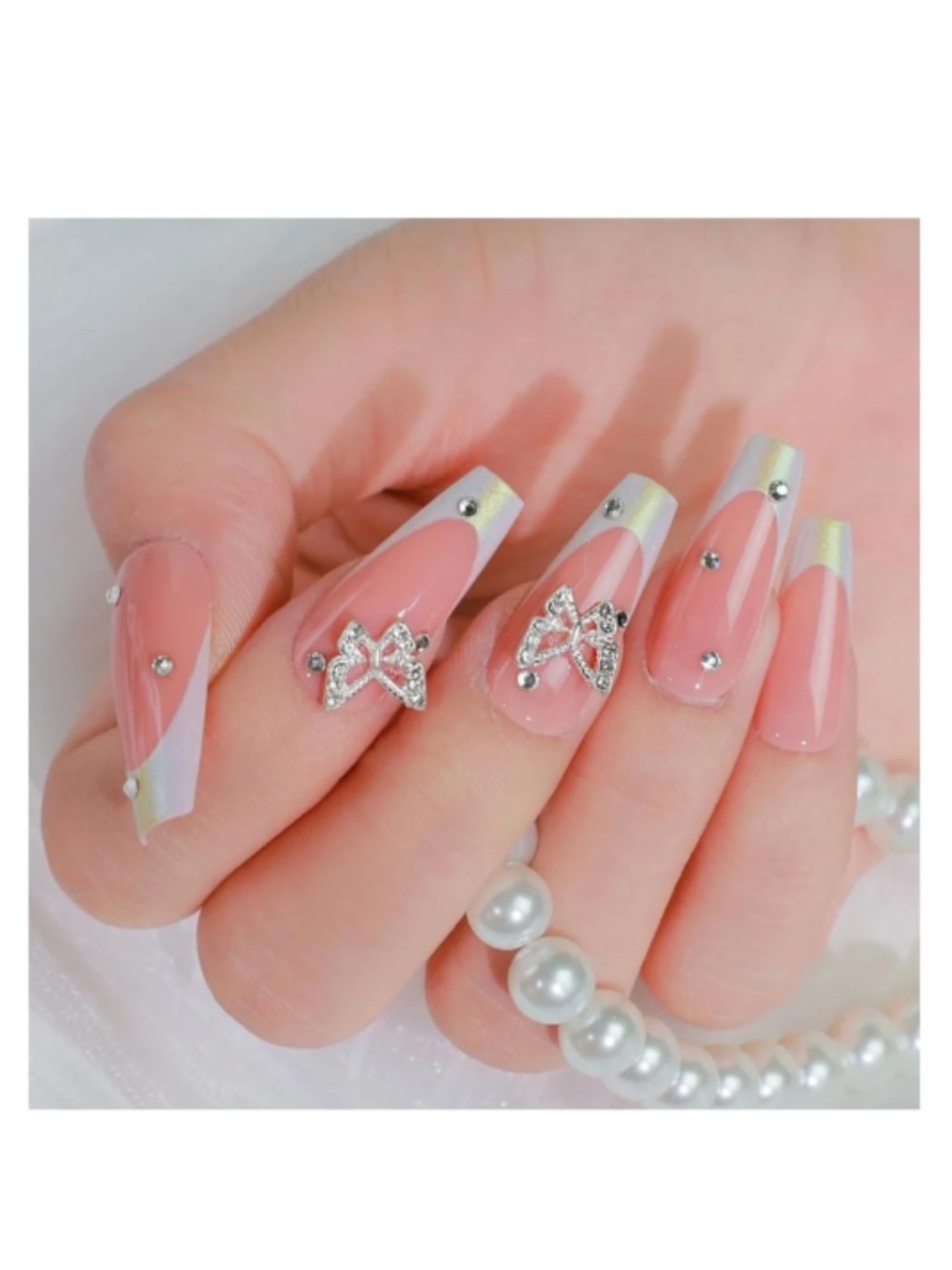 Diamond Dazzle 3D Long Coffin Press-On Nails